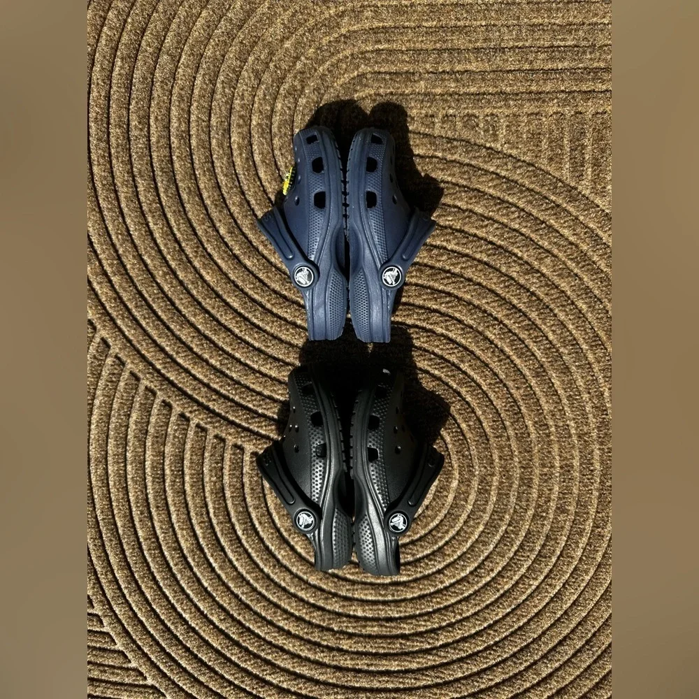 CROCS Bundle: 2 Kids Black Blue Clog Waterproof Play Shoe Slip on Washable Y2K